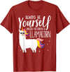 Llamacorn Clothing Always be a Llamacorn T Shirt | Fantasy Magic Llama Unicorn T-Shirt - Cranberry Red