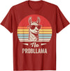 Retro Llama Humor No Drama Vintage Vibes No Probllama Retro Llama Humor Design T-Shirt - Cranberry Red
