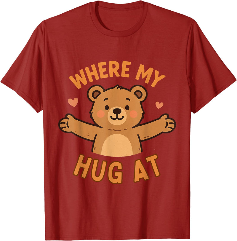 Where My Hug At Co. Where My Hug at Bear Hug Graphic T-Shirt - Cranberry Red