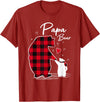 Family Bear Matching Christmas Buffalo Plaid Papa Bear Christmas Pajama Red Buffalo Plaid T-Shirt - Cranberry Red