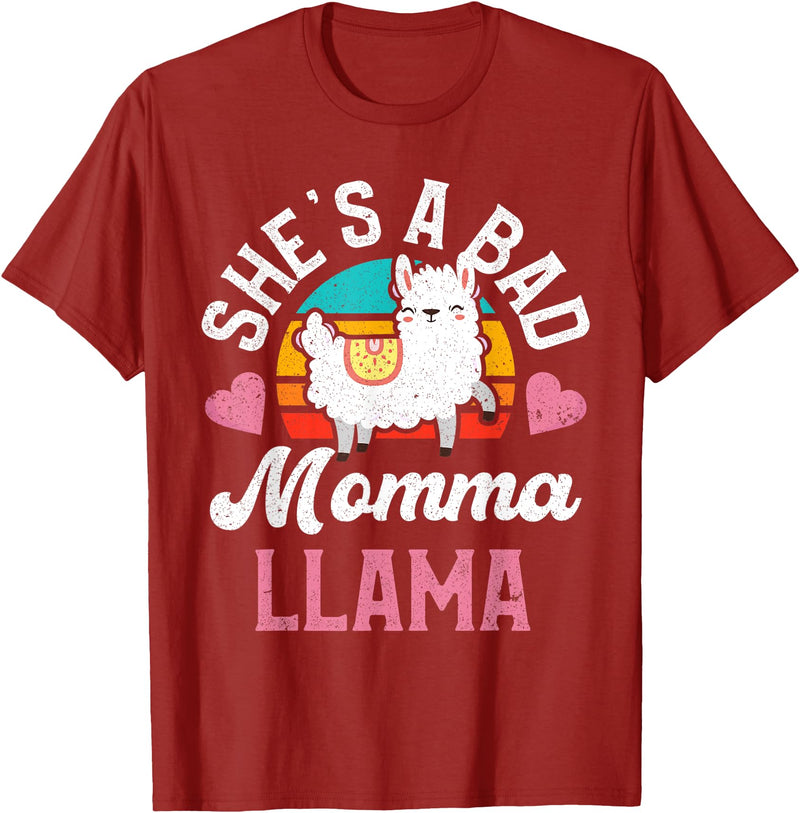 LLama Squad Shirts and Gifts Vintage Momma Llama Mom Farm Animal Llama Lover T-Shirt - Cranberry Red