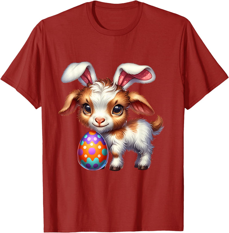 Easter Goats Lover Egg Eggs Bunny Rabbit Bunnies Funny T-Shirt in Cranberry Red