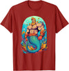 Gay Pride Merman Bear Muscle Daddy Hunk Mermaid LGBTQ Transgender Gay Muscle Dad Bear Mermaid Gay Merman T-Shirt - Cranberry Red