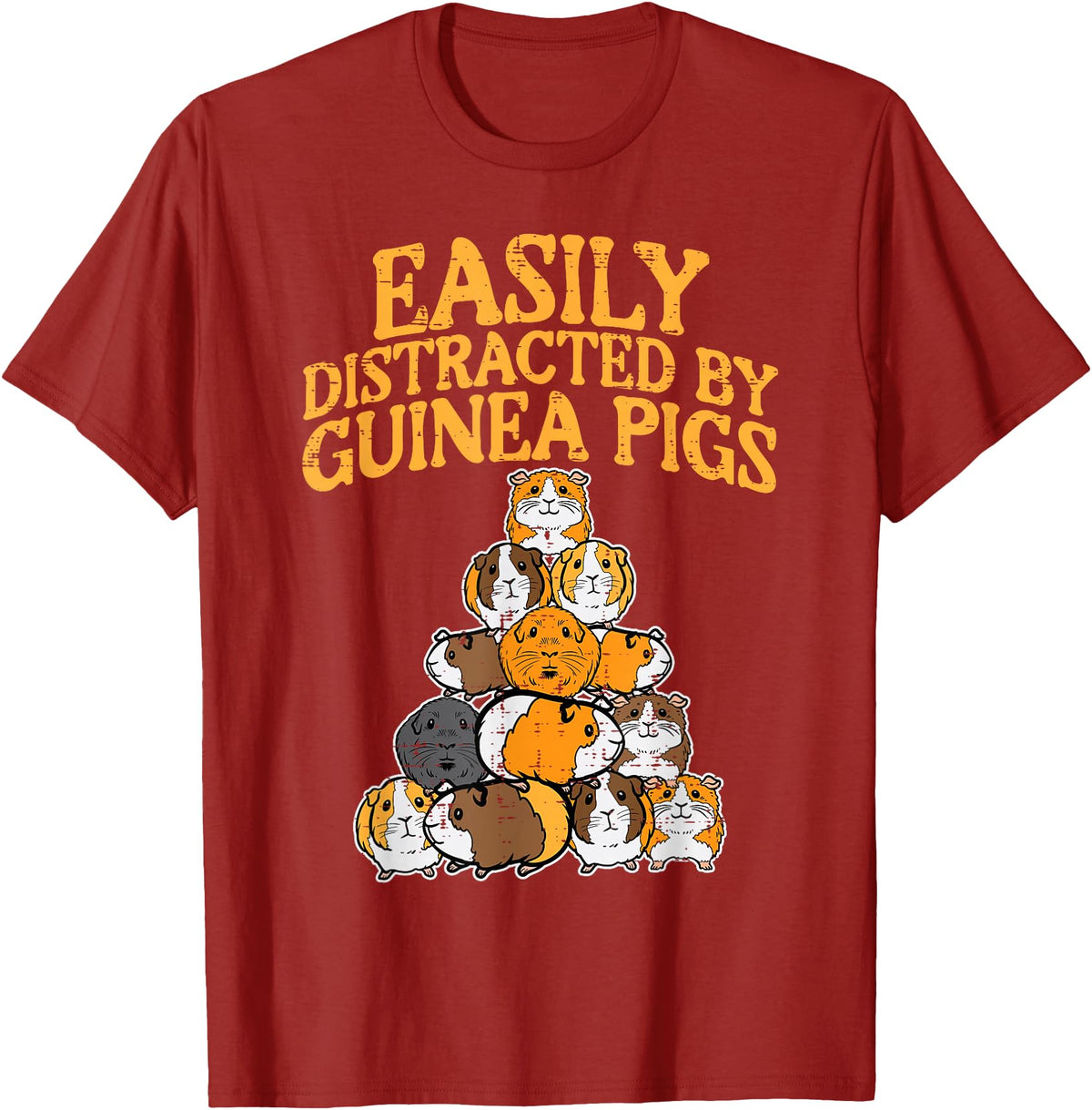 Guinea Pig Shirts For Men Women Kids Gift Easily Distracted by Guinea Pigs Funny Cavy Men Women Kids T-Shirt - Cranberry Red