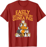 Guinea Pig Shirts For Men Women Kids Gift Easily Distracted by Guinea Pigs Funny Cavy Men Women Kids T-Shirt - Cranberry Red