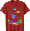 Cute Cartoon Sealife Art Hawaiian Triggerfish Coral Funny Tropical Fish Cartoon Art T-Shirt - Cranberry Red