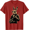 Cute Rabbit Bunny Playing Saxophone Rabbits Musician Music T-Shirt in Cranberry Red