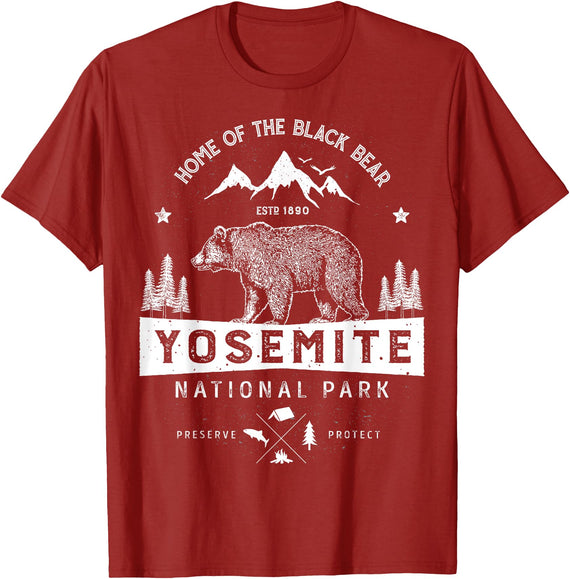 Lique National Park Yosemite National Park T shirt California Bear Vintage Gifts T-Shirt - Cranberry Red
