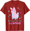 Just A Girl Who Loves Llamas BW Art Llama Girl Shirt Just A Girl Who Loves Llamas Cute T-Shirt - Cranberry Red