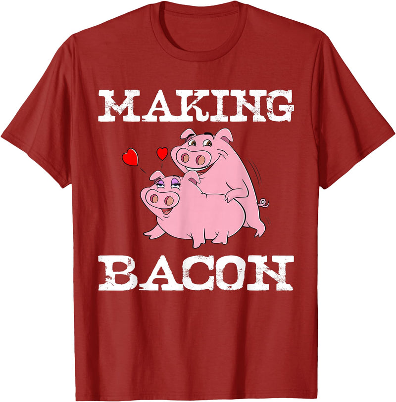 Funny Bacon Tee Gifts for Men Women Funny Pigs Making Bacon Tee Cute Pork Breakfast Tee Women T-Shirt - Cranberry Red