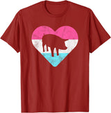 Retro Vintage Animal and Pet Gifts Retro Vintage Pig Gift for Women or Girls T-Shirt - Cranberry Red