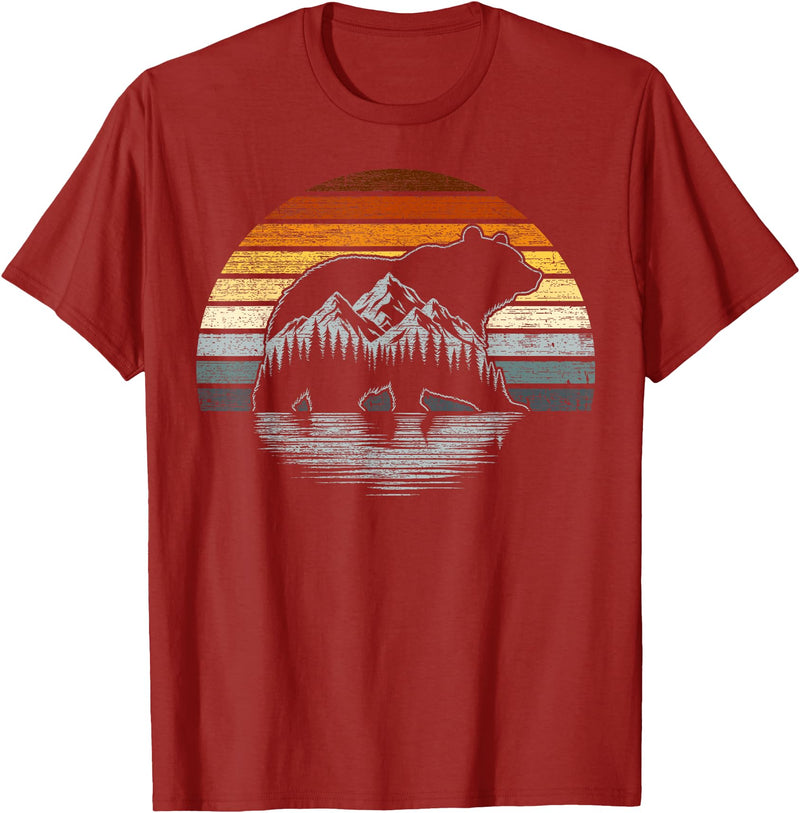 Bear Community Bear Brotherhood Gay Men Gifts Bear Pride Retro Mountain Nature Gay Bear Flag T-Shirt - Cranberry Red