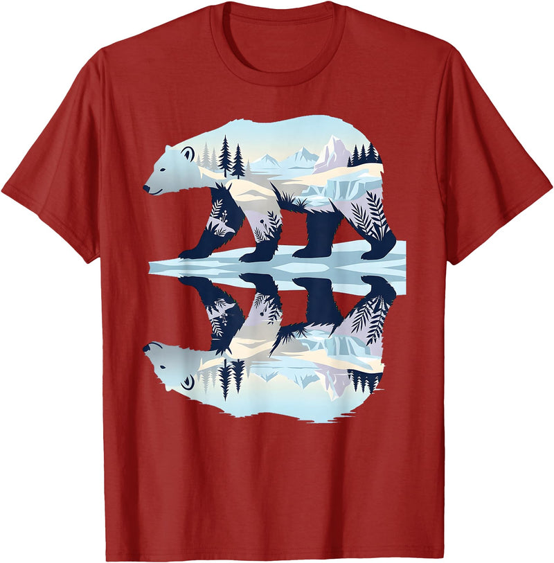 Polar Wildlife Fan Lover Nature Polar Bear Arctic Wildlife Nature Lover Animal Art Kids T-Shirt - Cranberry Red