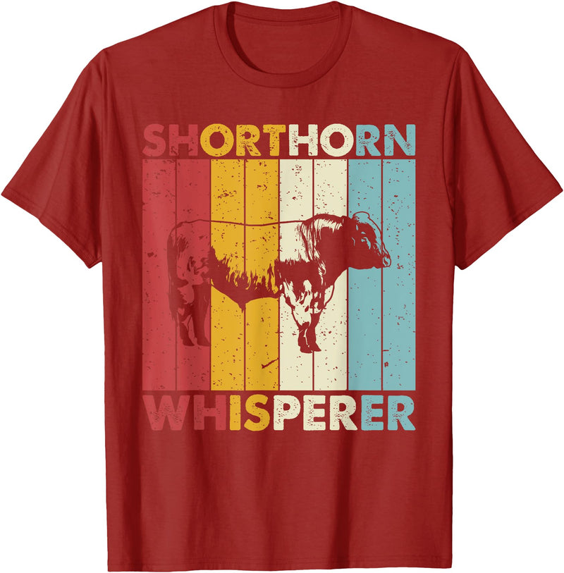 Shorthorn Gift for Men, Women & Kids Cattle Dad Mom Cow Whisperer - Farmer Breeder Shorthorn T-Shirt - Cranberry Red