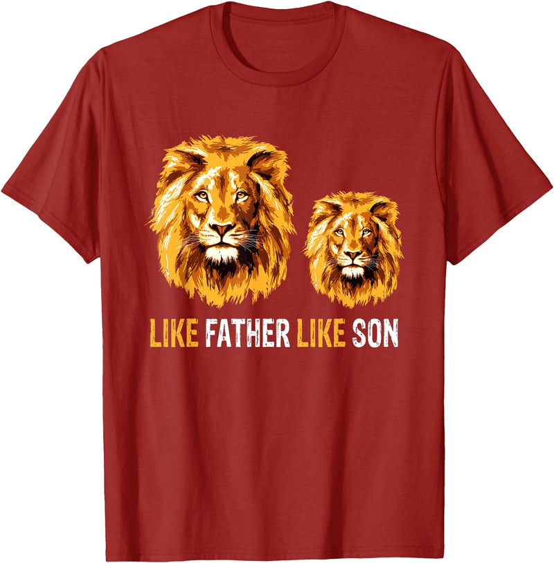 Like Dad Like Son Daddy Lion Fathers Day Ideas Lion Dad Like Father Like Son Lions Lovers Fathers Day T-Shirt - Cranberry Red