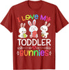 Funny I Love My Toddler Bunnies Teacher Easter Bunny Egg T-Shirt in Cranberry Red