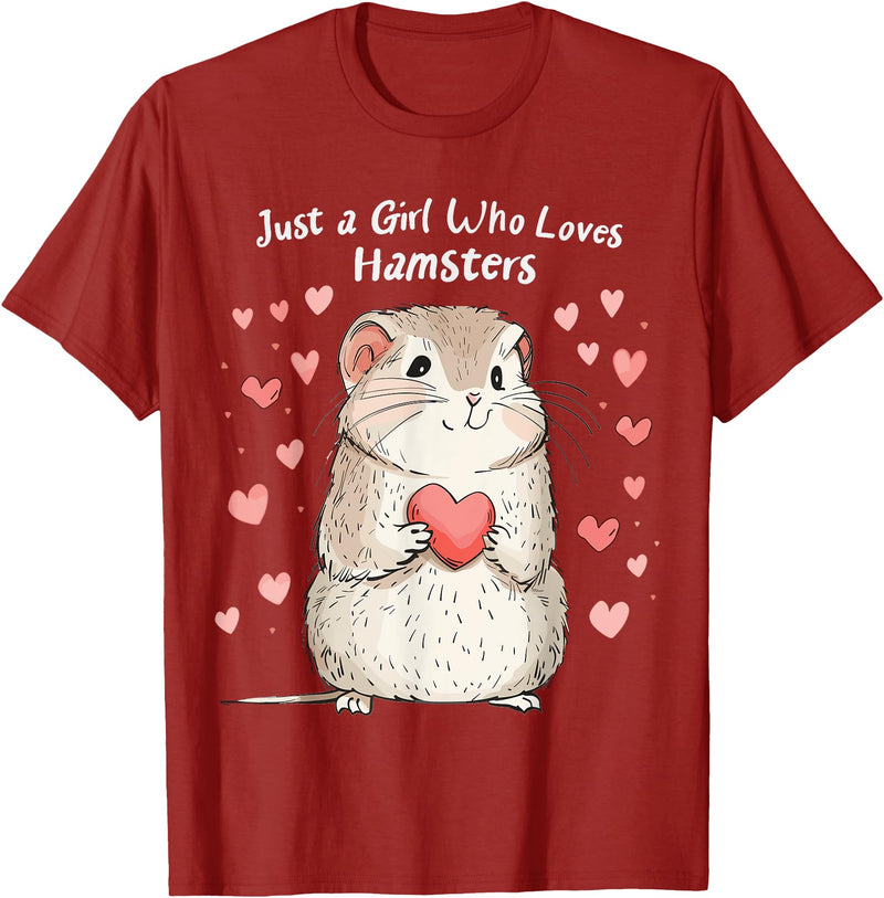 Cute Hamster Lovers Gift This Girl Loves Her Hamster T-Shirt - Cranberry Red