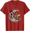 Halloween Sugar Skull Pig and Moon Lover T-Shirt - Cranberry Red