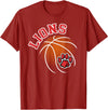 LIONS TEES CO Lions Basketball Red Lion Pride School Spirit Lion Mascot T-Shirt - Cranberry Red