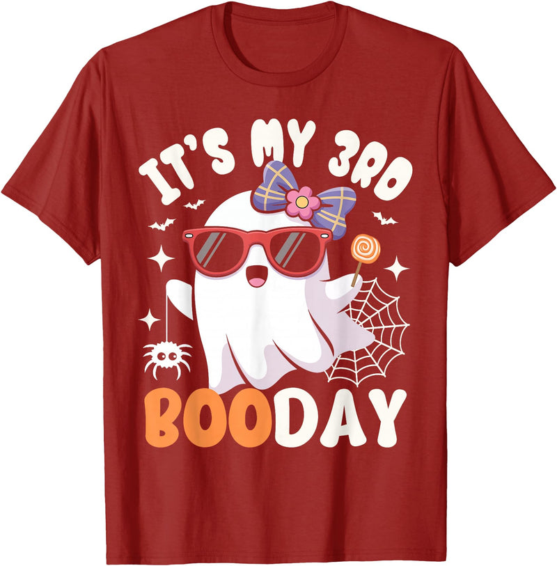 3rd Birthday Girls Halloween Costume Gifts & Tees. Funny Halloween Birthday Ghost, It's My 3rd Boo Day Girls T-Shirt -