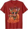 Scottish Farm Matching Mom Daughter Highland Cow Highland Cow Mama Mom Baby Calf Daughter Floral Mothers Day T-Shirt -