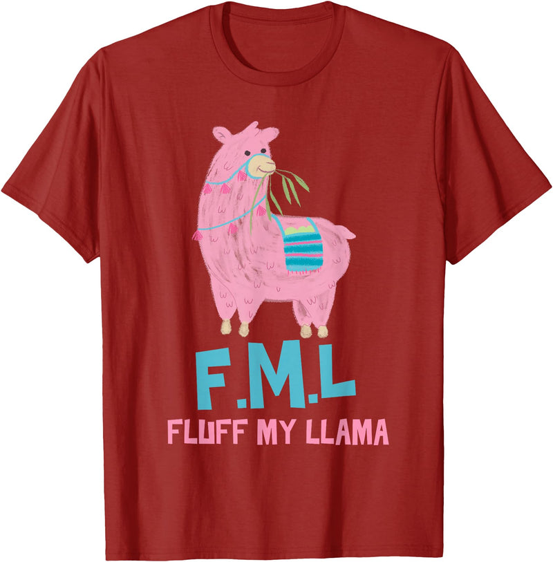 BlueTonic Animals FML Fluff My Llama Cute Animal T-Shirt - Cranberry Red