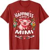 Funny Mothers Day Flowers Pig Happiness Is Being A Mimi T-Shirt - Cranberry Red