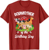 Vintage Retro Birthday Godmother Of The Birthday Boy Party Cow Farm 1St Birthday T-Shirt - Cranberry Red