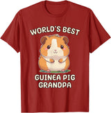 Best & Fun Guinea PIg Designs Funny World's Best Guinea Pig Grandpa Granddad T-Shirt - Cranberry Red