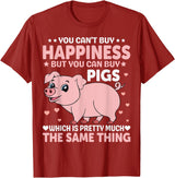 Funny Pig Farm Piggy Farmer Farming Gifts DAIMMER You Can't Buy Happiness But You Can Buy Pigs Which Is Pretty T-Shirt - Cranberry Red