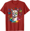 Funny Llama Lover Graphics Cute Llama with Sunglasses Animal Art Graphic Funny Alpaca T-Shirt - Cranberry Red