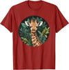 Nature Wildlife Giraffe Safari Jungle Giraffe With Tropical Jungle Leaves T-Shirt - Cranberry Red