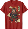 Samurai Pig Anime Japan Pig Samurai Japanese Warrior T-Shirt - Cranberry Red