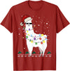 Christmas Llama Santa Hat Ugly Xmas Tee Christmas Llama Santa Hat Ugly Xmas Tree Alpaca Gift T-Shirt - Cranberry Red