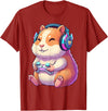 Funny Cute Hamster Gamer Adorable Video Game Animal Design T-Shirt - Cranberry Red