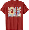 Easter Patchwork Bunny Cute Bunny Rabbit Coquette Lace Bow T-Shirt in Cranberry Red
