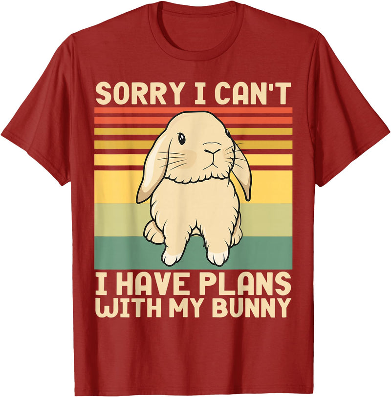 Funny Easter Rabbit Sorry I Can't I Have Plans with My Bunny T-Shirt in Cranberry Red