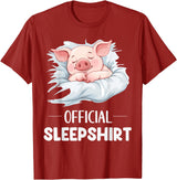 Cute Sleeping Pig Nightgown Sleepwear Pajama Official Sleepshirt Cute Sleeping Pig Animal Lovers Pajama T-Shirt - Cranberry Red