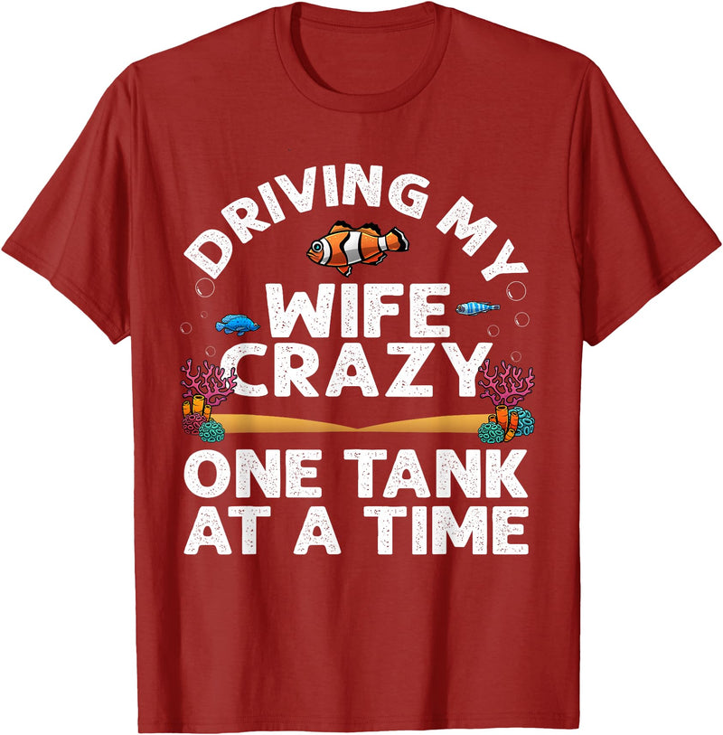 Best Fish Tank Gift For Aquarium Lovers Fishkeeper Funny Aquarium Designs Men Dad Husband Fish Tank Fishkeeping T-Shirt - Cranberry Red