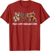 Highland Cow shirts for Girls Women Kids Peace Love Highland Cows Funny Beef Farmer Farm Cow Lover T-Shirt - Cranberry Red