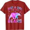 Just A Girl Who Loves Bear Gifts Outfit Colorful Just A Girl Who Loves Bears Women Girls T-Shirt - Cranberry Red