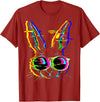 Trippy Rabbit Vibrant Glitch Effects Vaporwave EDM Lover T-Shirt in Cranberry Red