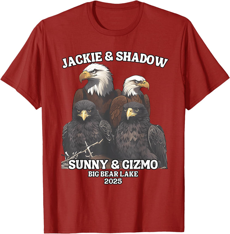 Jackie and Shadow Bald Eagle Family Tee Jackie and Shadow Sunny and Gizmo Big Bear Lake 2025 T-Shirt - Cranberry Red