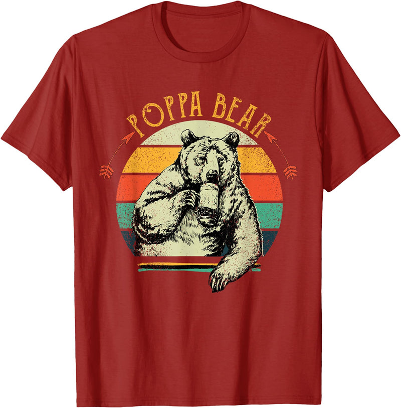 Poppa Bear Funny Father's Day shirt Mens Vintage Poppa Bear Shirt Funny Fathers Day T-Shirt - Cranberry Red