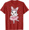 Sweet Dancing Ballerina Bunny Ballet Rabbit Girl Easter Day T-Shirt in Cranberry Red