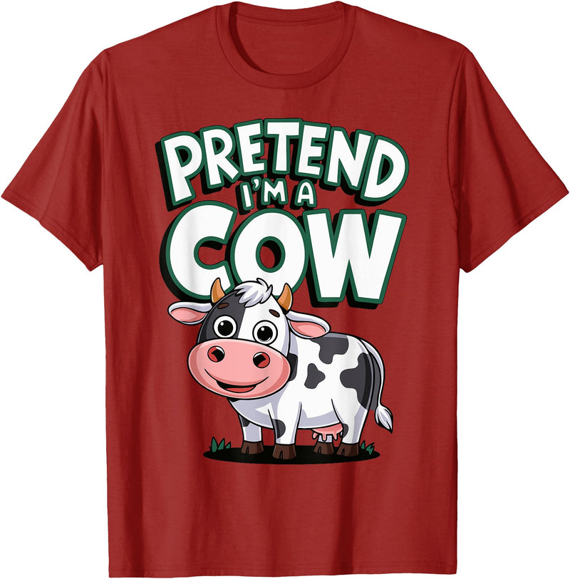 AnI'mal Cow Farm AnI'mal Halloween Costume Party Pretend I'm A Cow T-Shirt - Cranberry Red