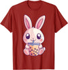 Kawaii Bunny Rabbit Boba Tea Anime Cute Easter Graphic T-Shirt in Cranberry Red
