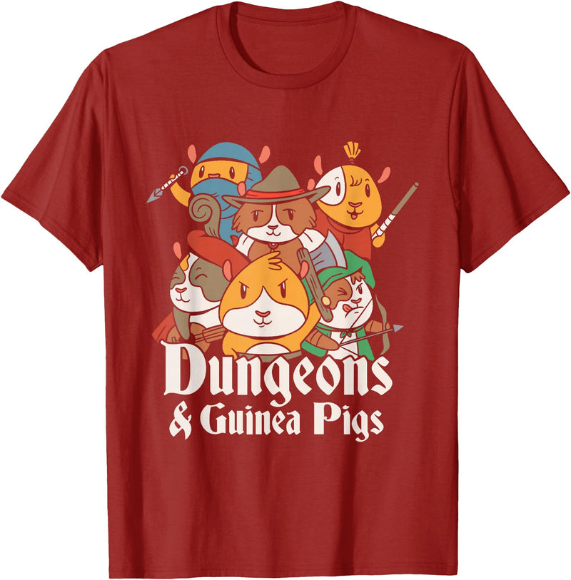 Not Your Everyday Merch Dungeons and Guinea Pigs Parody T-Shirt - Cranberry Red