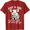 Farm Animal Lover Spotted Pig Cute Art Style Just A Girl Who Loves Pigs Cute Spotted Pig Lover Gift T-Shirt - Cranberry Red