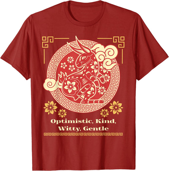 Personality Traits Rabbit T-Shirt in Cranberry Red